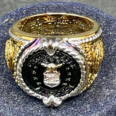 US Air Force Sterling Silver 18k Gold Plated Ring