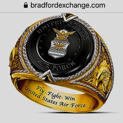 US Air Force Sterling Silver 18k Gold Plated Ring