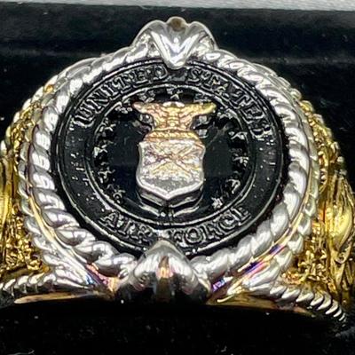 US Air Force Sterling Silver 18k Gold Plated Ring