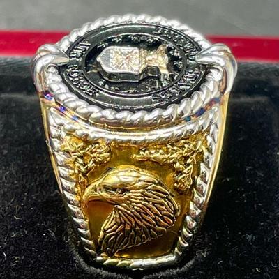 US Air Force Sterling Silver 18k Gold Plated Ring