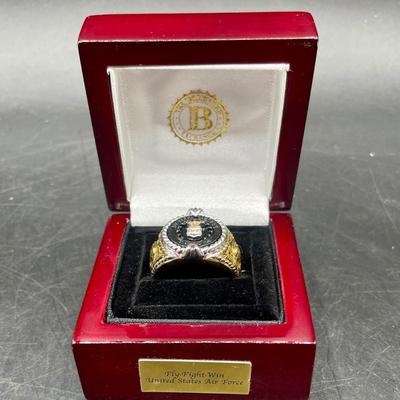 US Air Force Sterling Silver 18k Gold Plated Ring