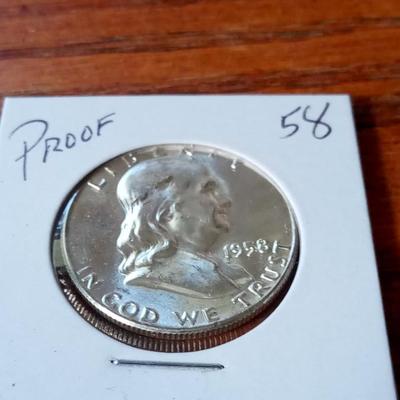 LOT 8 1958 PROOF HALF DOLLAR