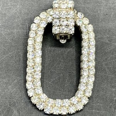 Oversized Oval Shaped Rhinestone Clip-on Earrings