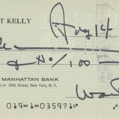 Cartoonist Walt Kelly signed check
