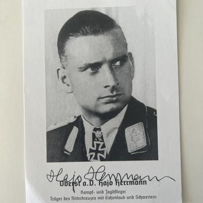 WWII pilot Hajo Herrmann signed photo