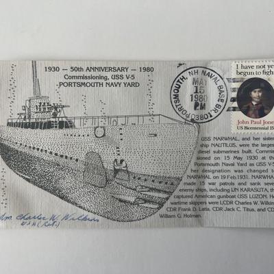 VADM Charles W. Wilbert signed USSV-5 commemorative cover 
