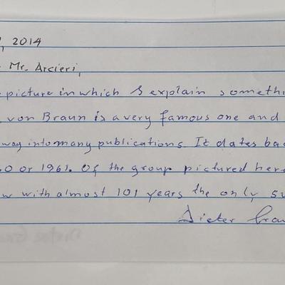 Dieter Grau signed note 