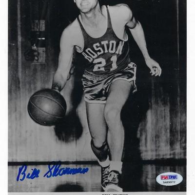 Bill Sharman signed photo. PSA