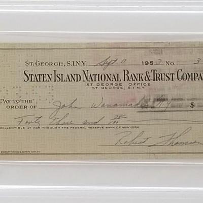 Boston Red Sox Bobby Thomson encapsulated signed check
