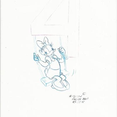 Disney Daisy Duck original hand drawn art for Parker Bros. Hasbro Crazy 8's card game