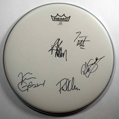 Def Leppard signed drum head