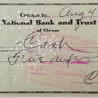 Football Coach Clark Shaughnessy signed check