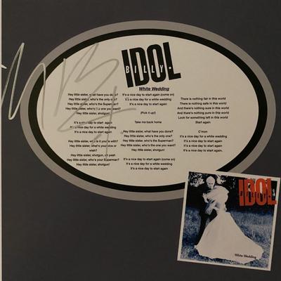 Billy Idol White Wedding signed lyric collage
