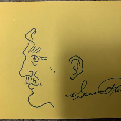 Vincent Price hand drawn and signed sketch