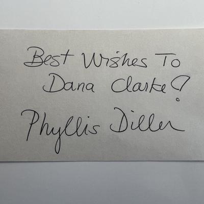 Phyllis Diller signed note