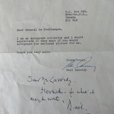 Paul Cassidy signed letter 