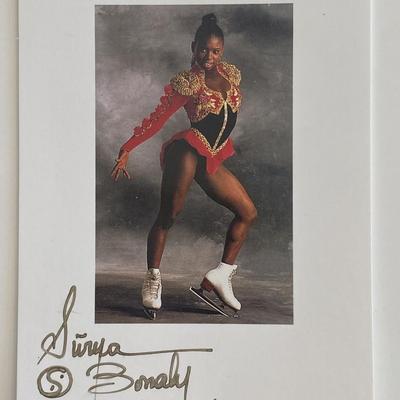 Olympic figure skater Surya Bonaly signed postcard 