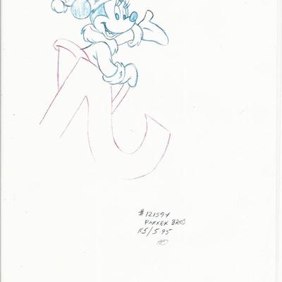 Disney Minnie Mouse original hand drawn art for Parker Bros. Hasbro Crazy 8's card game