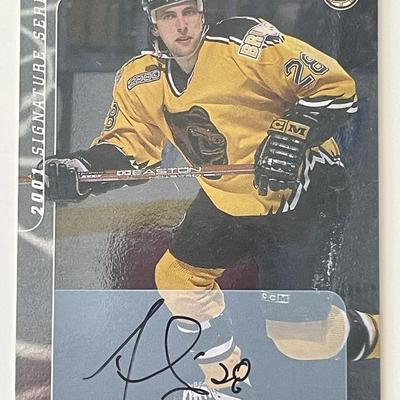 Boston Bruins Andre Savage 2000 In the Game #44 signed trading card 