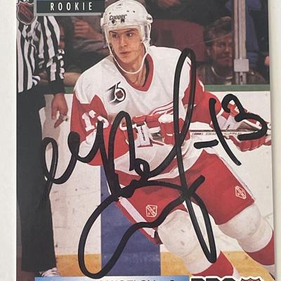 Detroit Red Wings Vyacheslav Kozlov 1992 Pro Set #225 signed trading card 