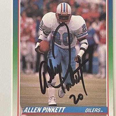 Houston Oilers Allen Pinkett 1990 Score #22 signed trading card