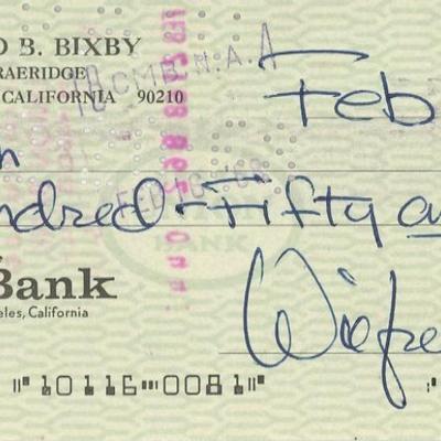 Wilfred Bixby signed check 