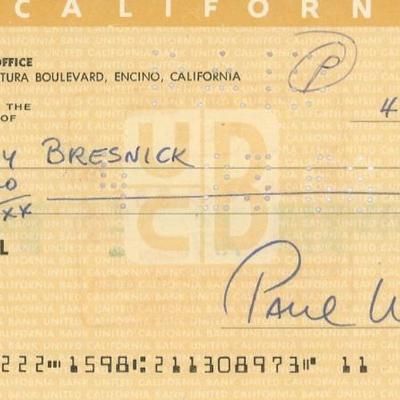 Paul Winchell signed check