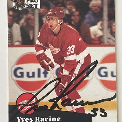Detroit Red Wings Yves Racine 1991 Pro Set #54 signed trading card 