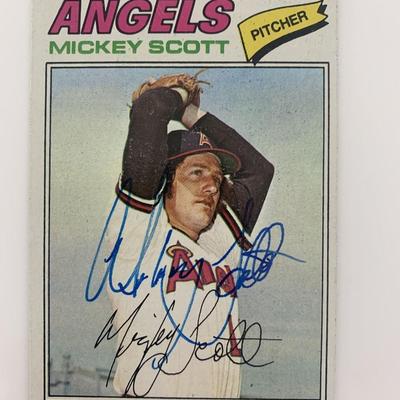 Mickey Scott signed baseball card