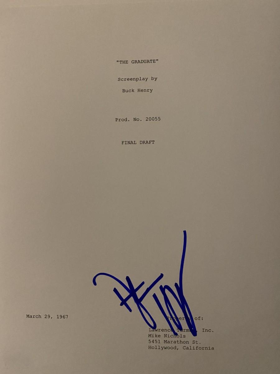The Graduate Dustin Hoffman signed movie script | EstateSales.org