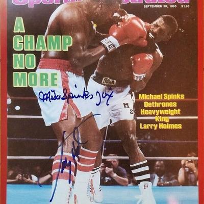 Larry Holmes & Michael Spinks signed photo JSA 