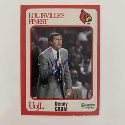 Denny Crum signed basketball card