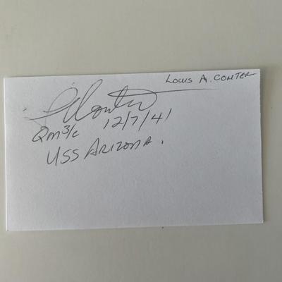 Pearl Harbor survivor Louis Conter original signature 