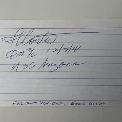 Pearl Harbor survivor Louis Conter original signature 