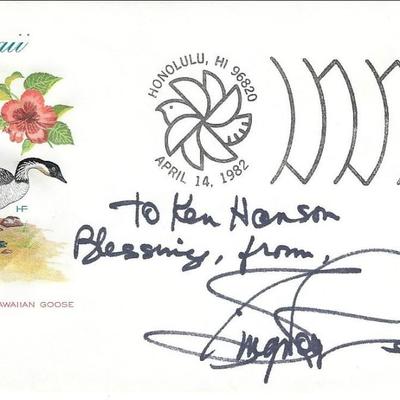 Ginger Rogers signed Hawaii first day cover