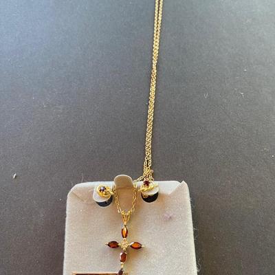 Cross Necklace Abe Pierced Earrings