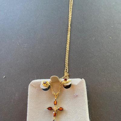 Cross Necklace Abe Pierced Earrings