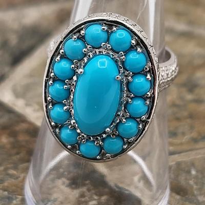 Oval & Round Sleeping Beauty Turquoise Ring 7.9gr