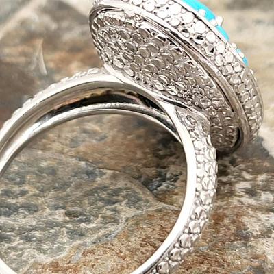 Oval & Round Sleeping Beauty Turquoise Ring 7.9gr