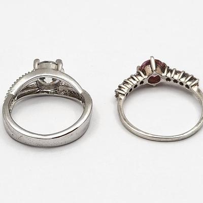 Two Sterling Silver Rings With Sparkly Stones
