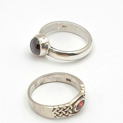 Two Sterling & Garnet Rings 8.3gr