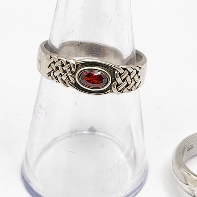 Two Sterling & Garnet Rings 8.3gr