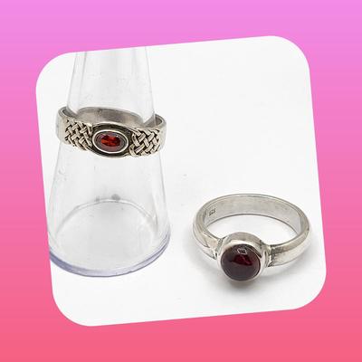 Two Sterling & Garnet Rings 8.3gr