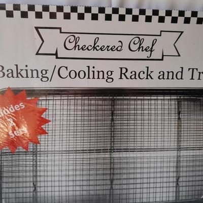 Checkered Chef baking / cooling rack and tray with Kayaso cookie cutters - Brand new items!