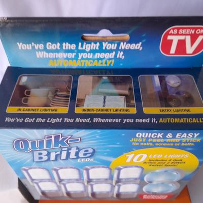 Packages of Lightbulbs - LED & Bug lights with new in package Quik-Bright 10 Pack LED lights