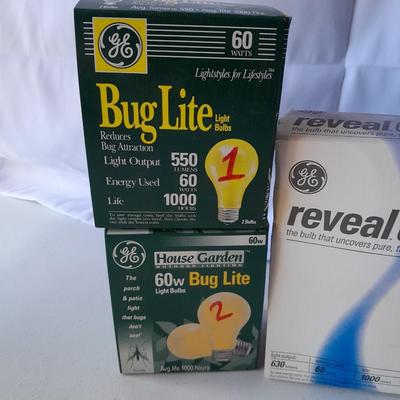 Packages of Lightbulbs - LED & Bug lights with new in package Quik-Bright 10 Pack LED lights