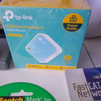 School / Office supplies - NEW TP-link nano router - New white board - hold punch - tape - and more