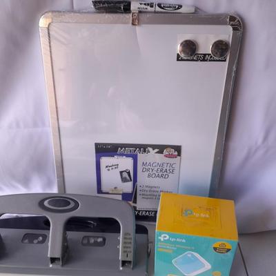School / Office supplies - NEW TP-link nano router - New white board - hold punch - tape - and more