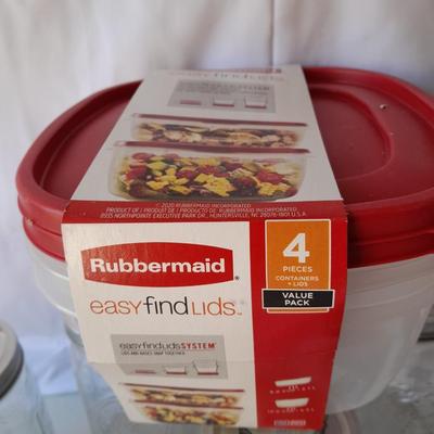 7 tall Ball canning Jars with lids - New Rubbermaid containers and stretch silicone pot stand