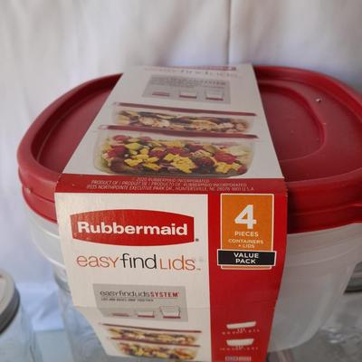 7 tall Ball canning Jars with lids - New Rubbermaid containers and stretch silicone pot stand